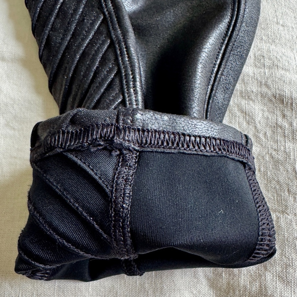 SPANX Black Faux Leather Moto Leggings - Picture 8 of 12